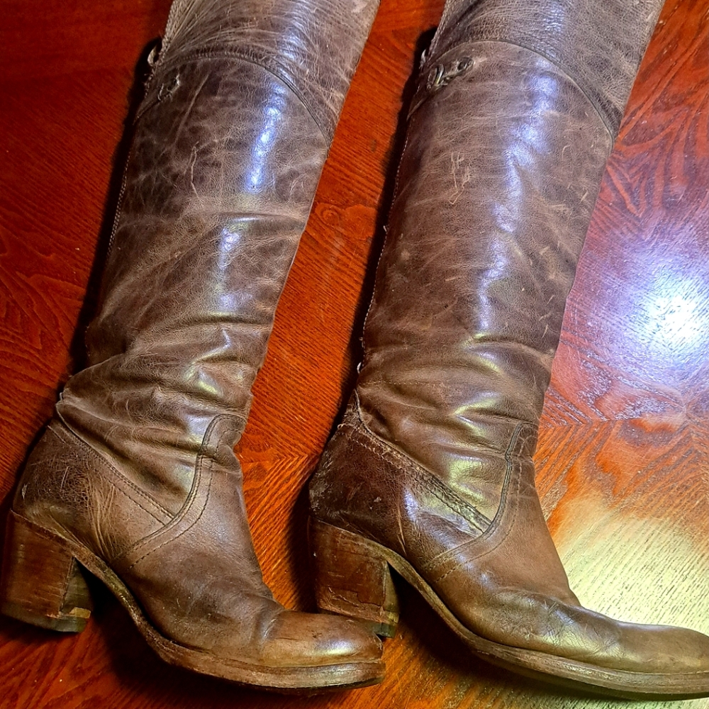 Frye knee high leather boots